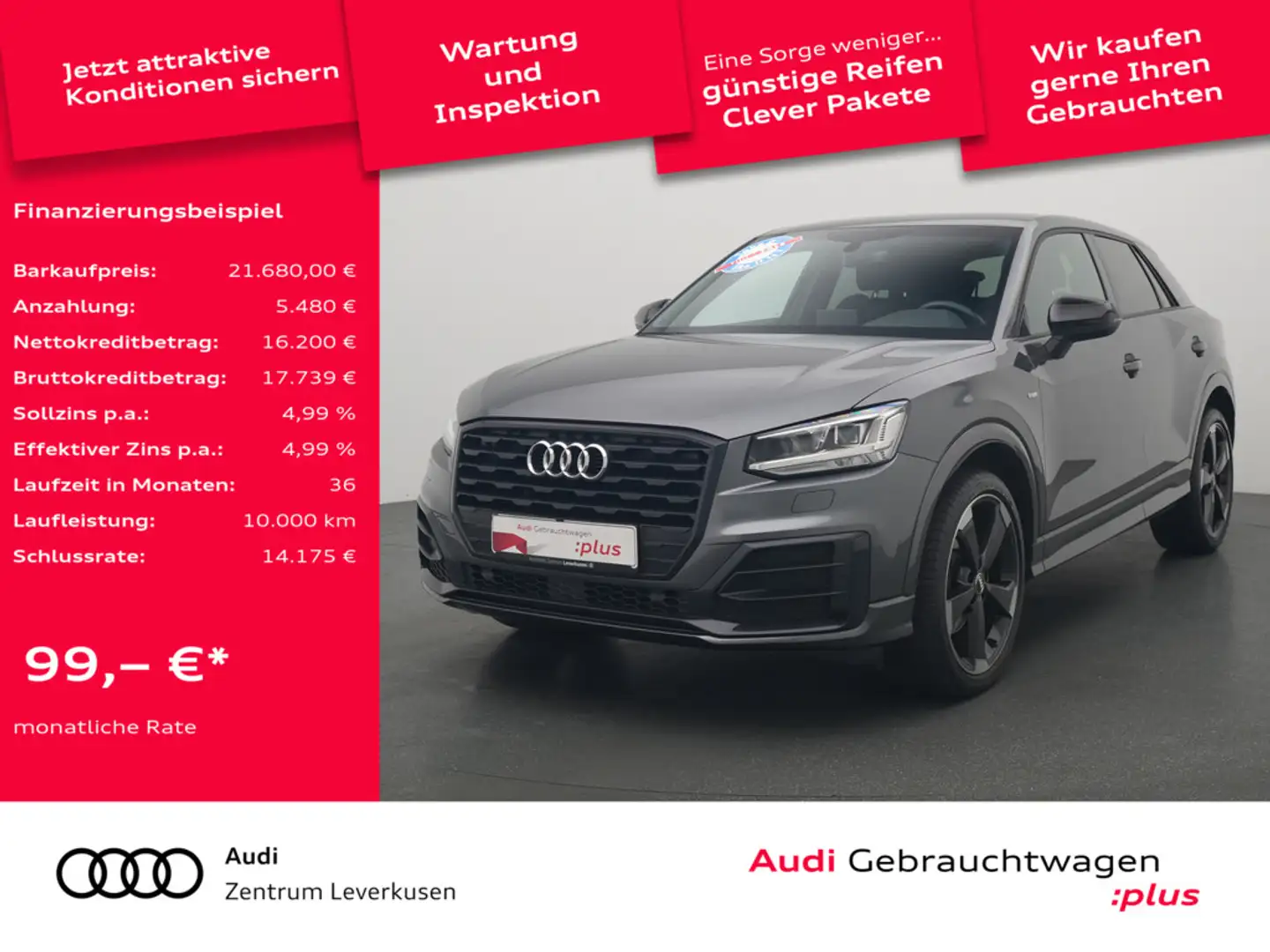 Audi Q2 S line NAVI LEDER KAM SHZ LED PDC KLIMA Grau - 1