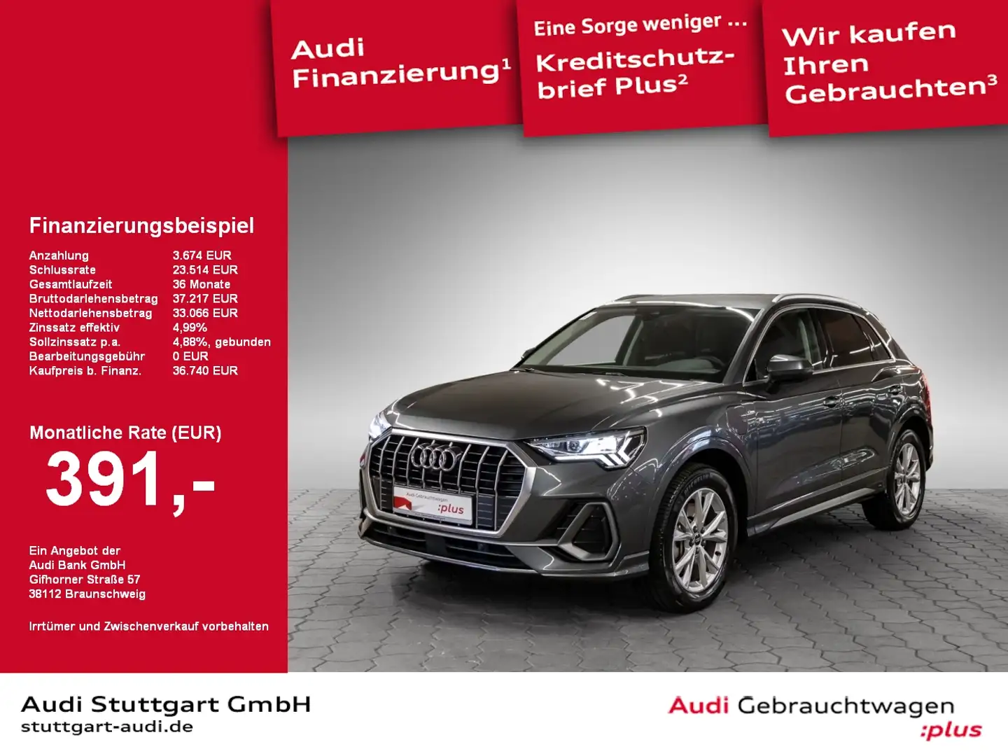Audi Q3 45 TFSI e S line Matrix virtCo SHZ 360° PDC+ Grau - 1