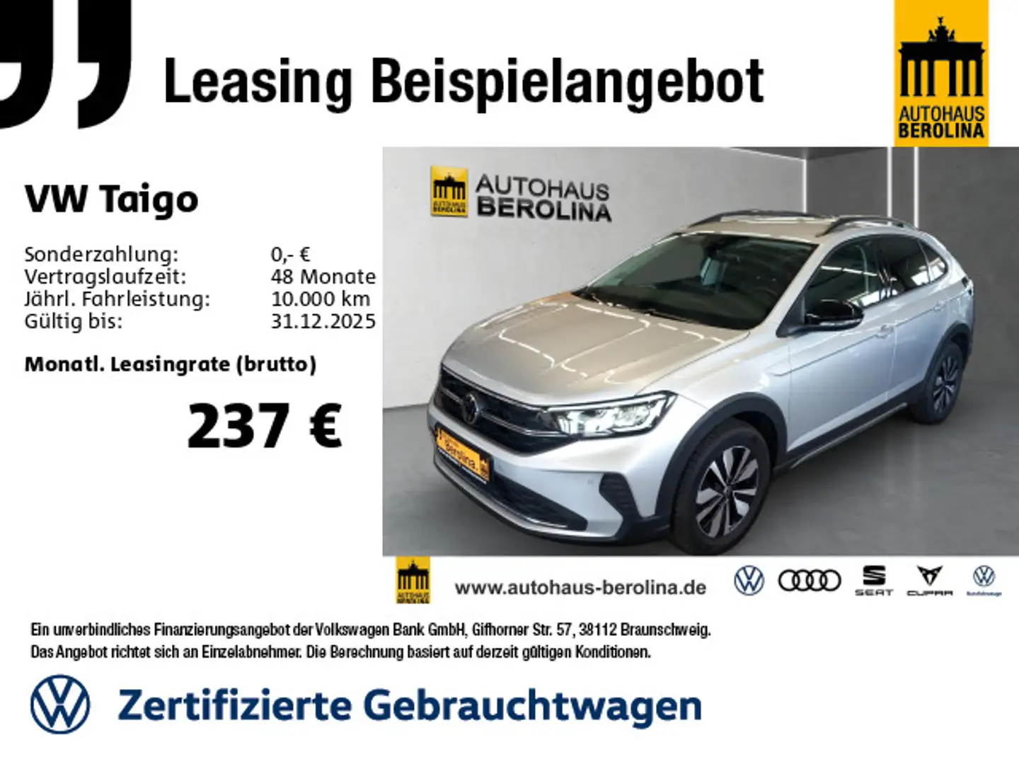 Volkswagen Taigo 1.0 TSI Goal DSG *ACC*App-Connect*SHZ* Silber - 1
