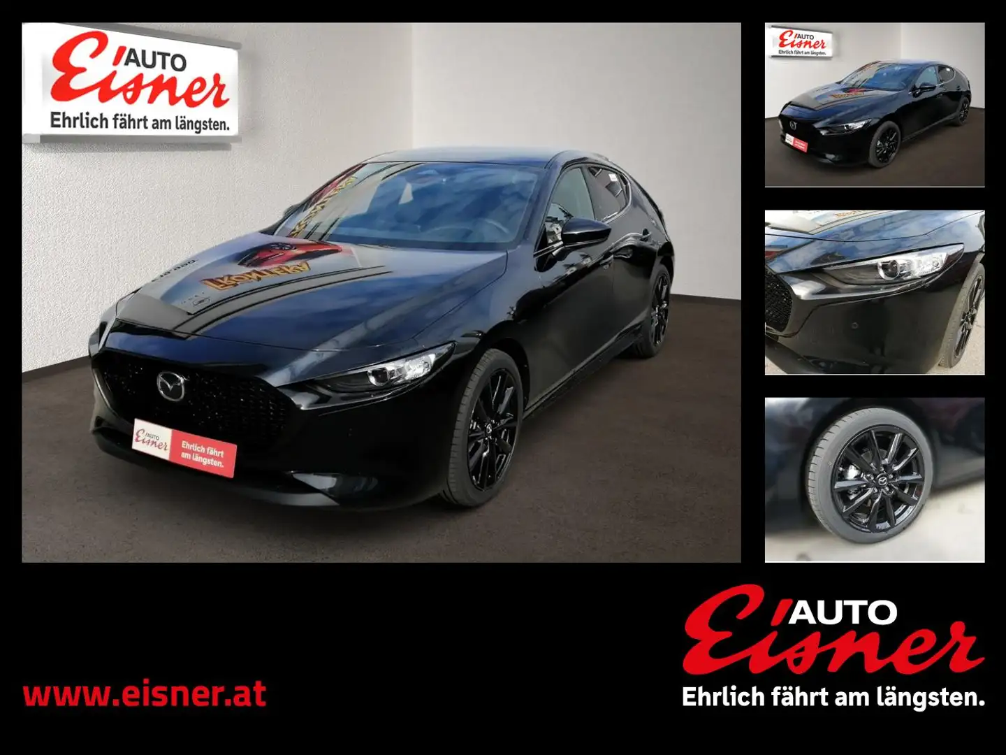 Mazda 3 G140 AT HOMURA 2xKlima AUT DynLicht HUD Kam. Schwarz - 1