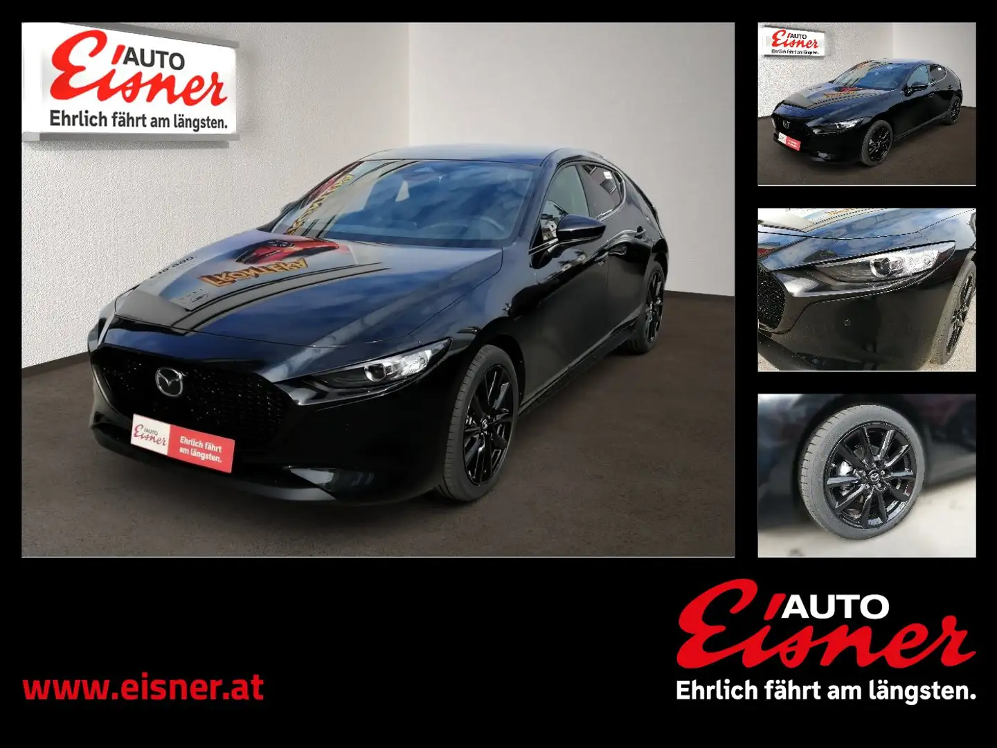 Mazda 3 G140 AT HOMURA 2xKlima AUT DynLicht HUD Kam. Schwarz - 1