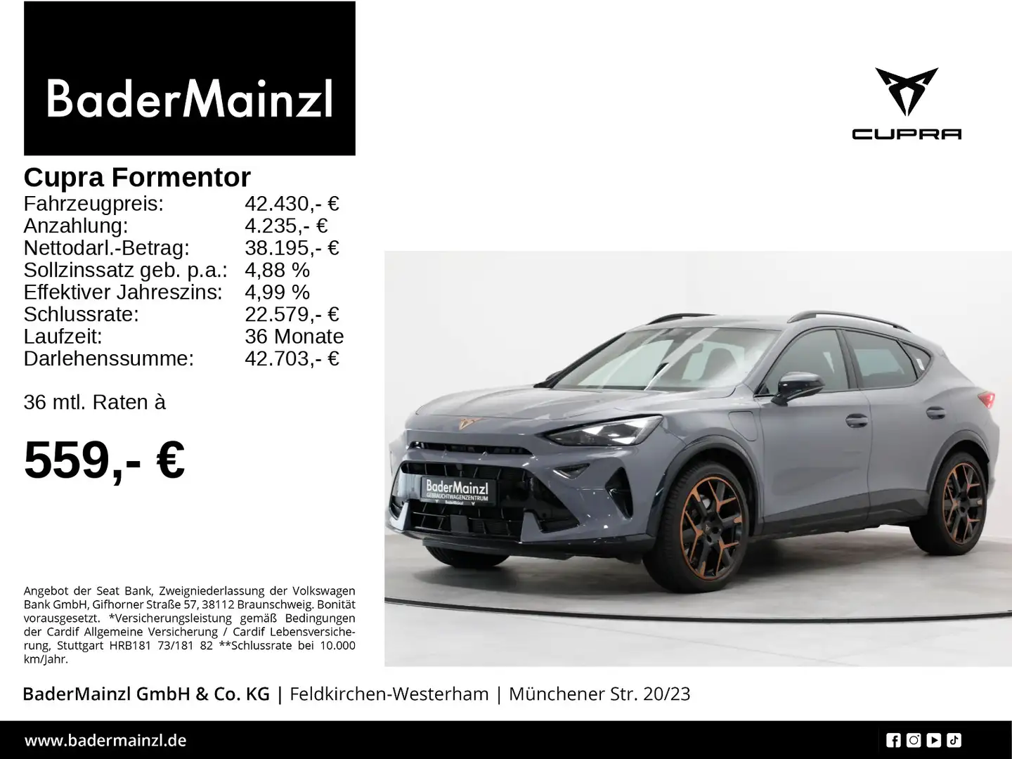 CUPRA Formentor 1.5 eTSI VZ ACC Matrix Kam. SHZ Grau - 1