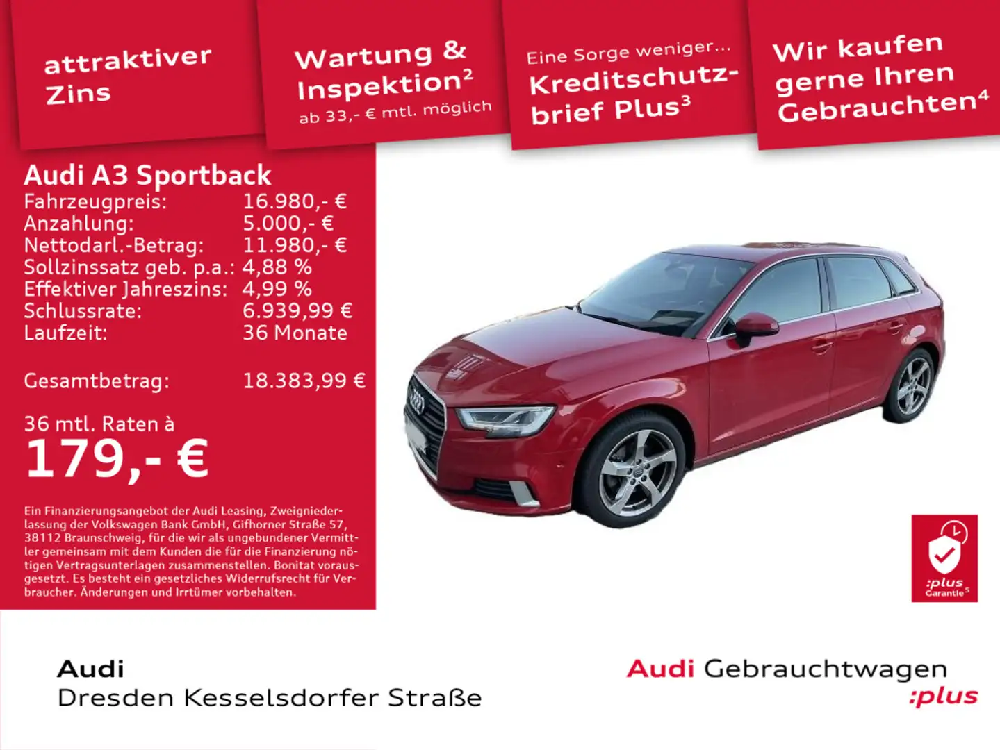 Audi A3 Sport 1.4 TFSI cylinder on demand u Rot - 1