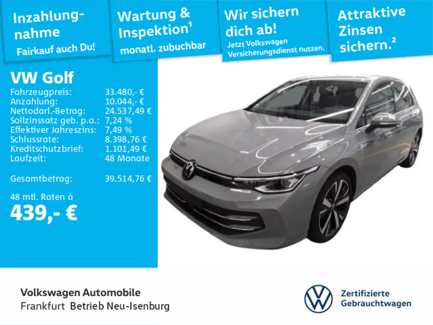 Volkswagen Golf VIII 2.0 TDI DSG Style Navi Sprachassistent Grau - 1