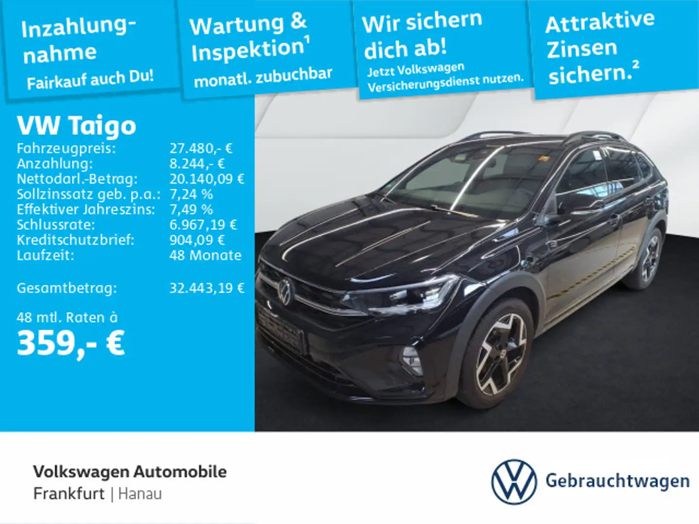 Volkswagen Taigo 1.5 TSI DSG R-Line DAB+ IQLight IQDrive Na Schwarz - 1