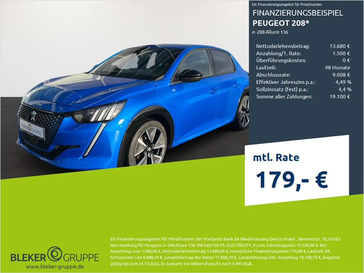 Peugeot 208 e-208 Allure 136 Blau - 1