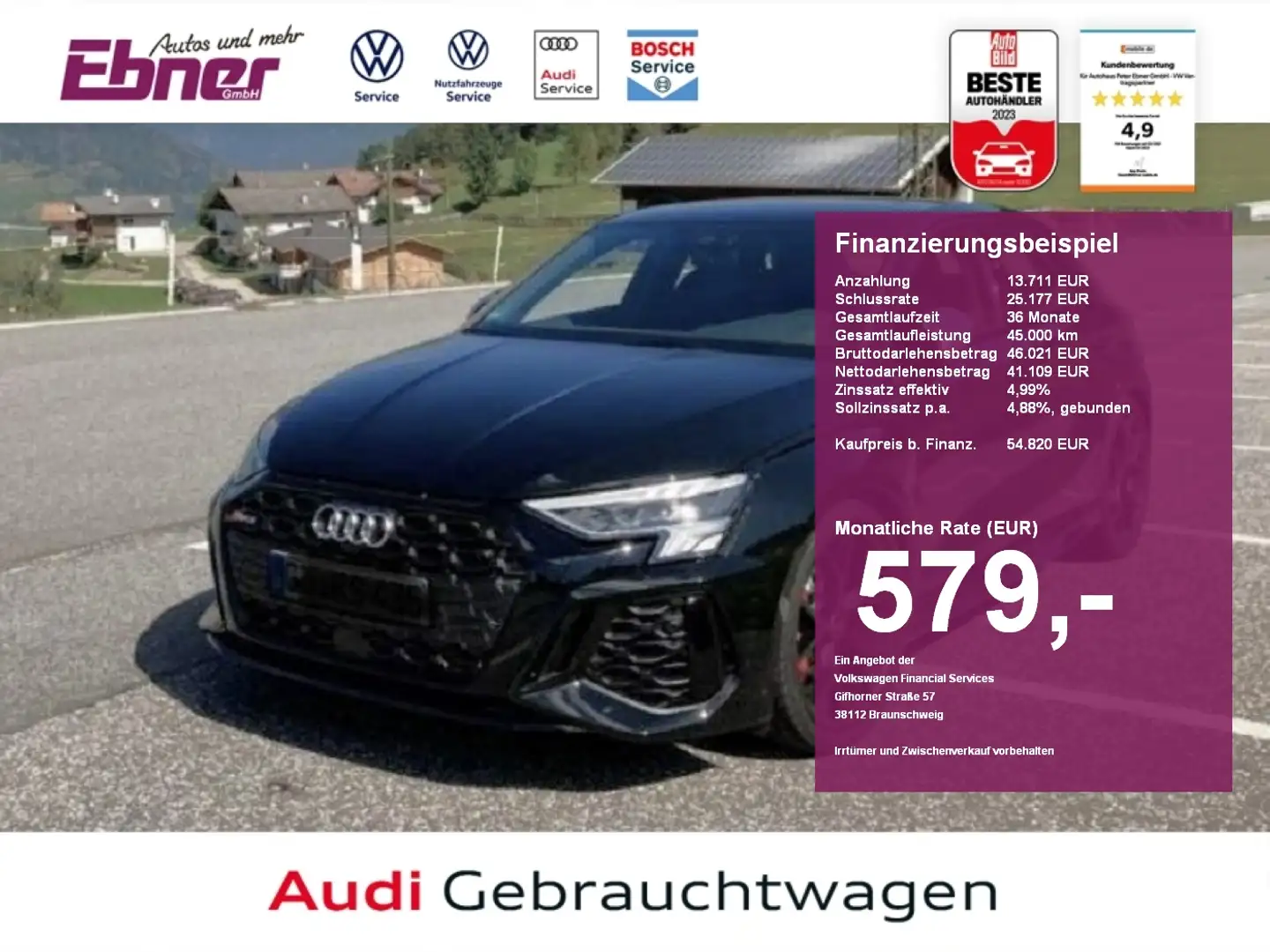 Audi RS3 Sportback BLACK STYLE 2.5TFSI DSG RS-ABGAS+DCC+NAV Schwarz - 1