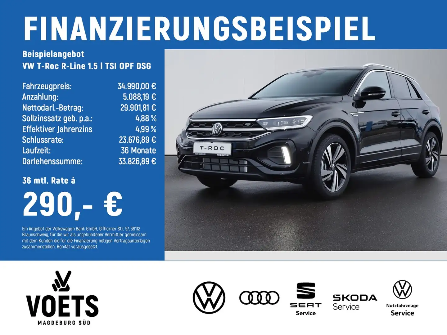 Volkswagen T-Roc R-Line 1.5 l TSI OPF DSG NAVI+AHK+LED Schwarz - 2