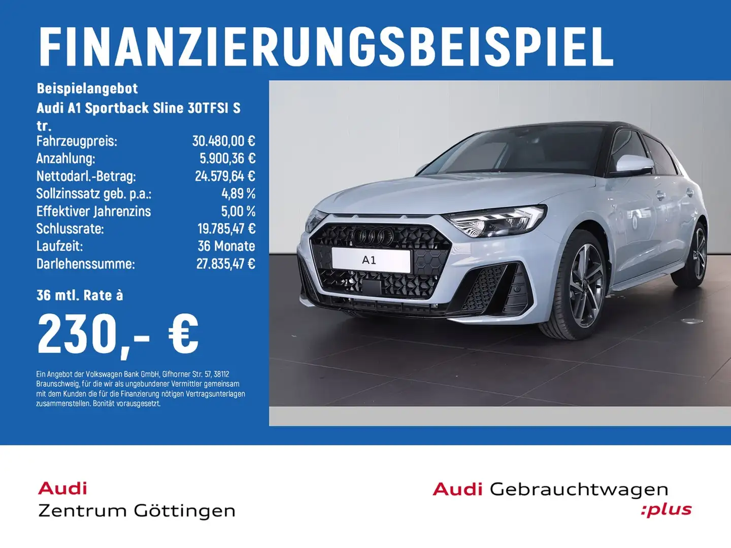 Audi A1 Sportback Sline 30TFSI S tr. LED+INFOTAINMENT Gris - 2