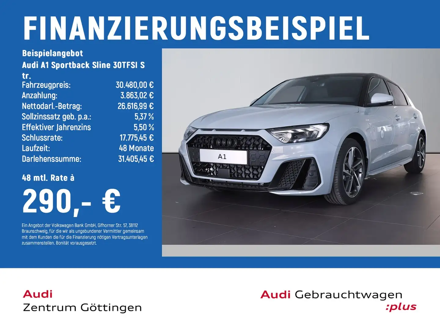 Audi A1 Sportback Sline 30TFSI S tr. LED+INFOTAINMENT Grau - 2
