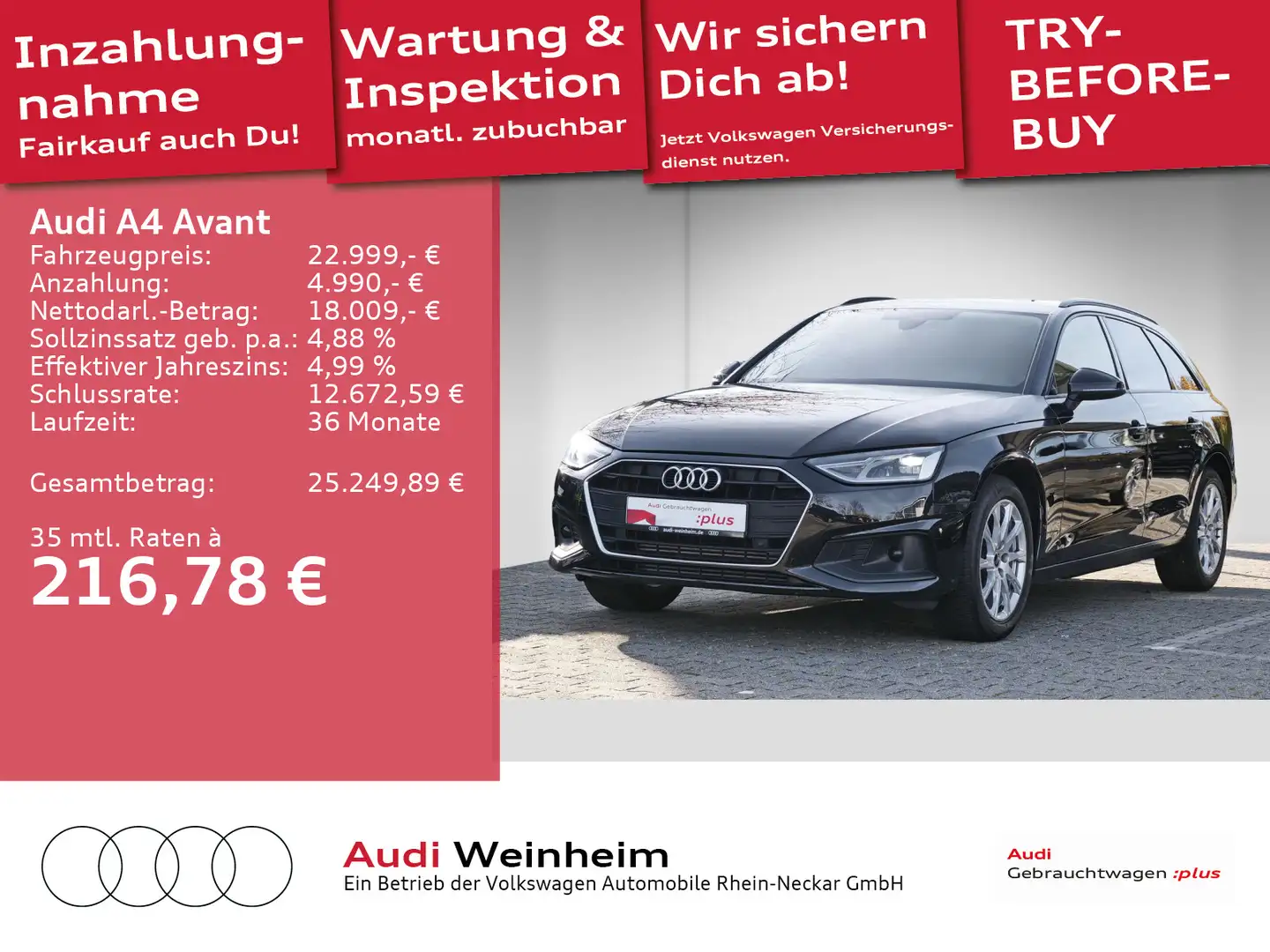 Audi A4 35 TFSI S-tronic LED Navi Einparkhilfe Schwarz - 1
