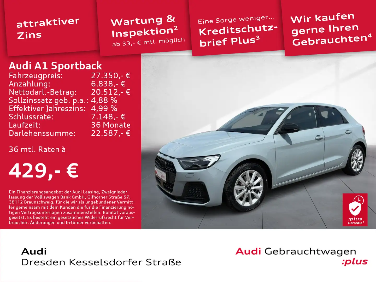 Audi A1 Advanced 30 TFSI S tronic Navi LED Grau - 1