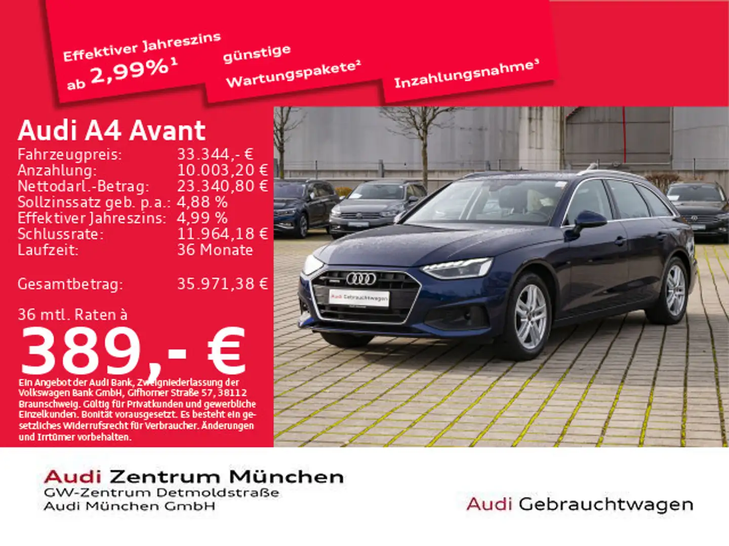 Audi A4 40 TDI qu. S tronic ACC/Virtual+ Blau - 1