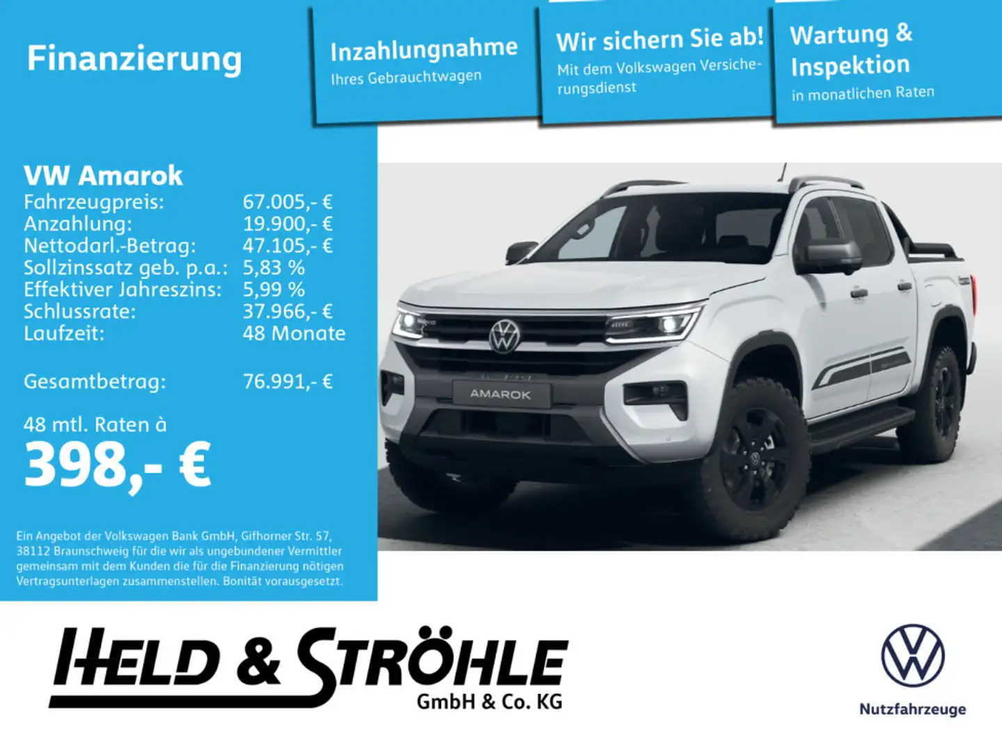Volkswagen Amarok PanAmericana DC 3.0TDI 4M AHK NAVI STANDH Bianco - 1