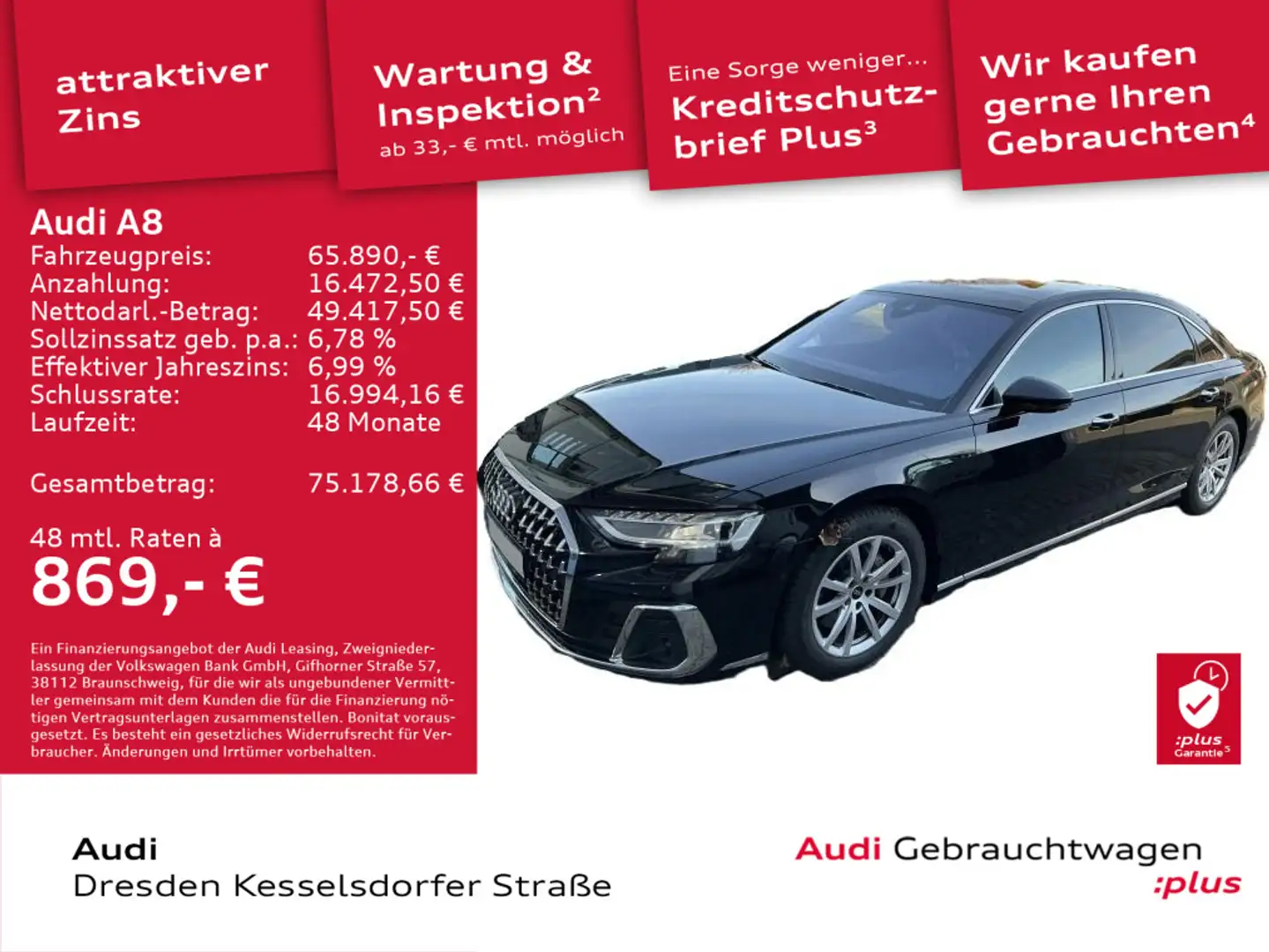Audi A8 Lang 50 TDI quattro 210(286) kW(PS) tiptronic Schwarz - 1