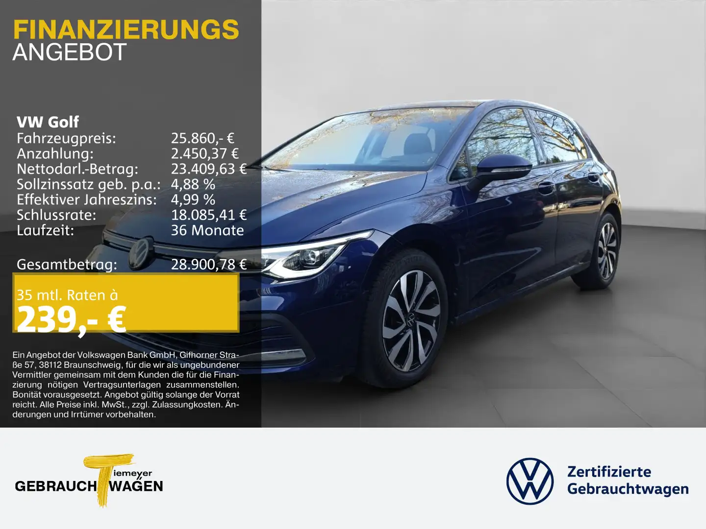 Volkswagen Golf 2.0 TDI DSG ACTIVE MATRIX PANO AHK KAMERA Blau - 1