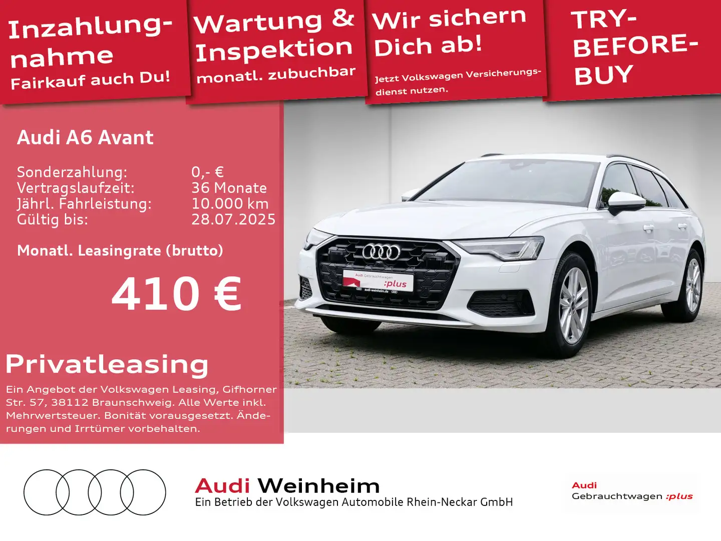 Audi A6 40TDI Gar.2029 Black-Paket Head-Up Matr Weiß - 1
