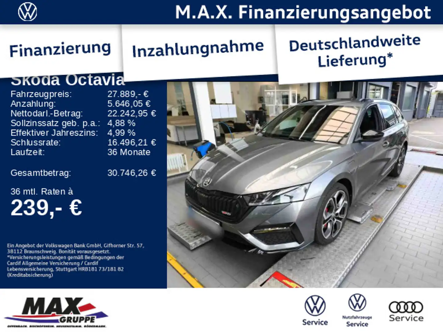 Skoda Octavia Combi RS iV 1.4 eTSI DSG LED+NAV+ACC+HUD Gris - 1