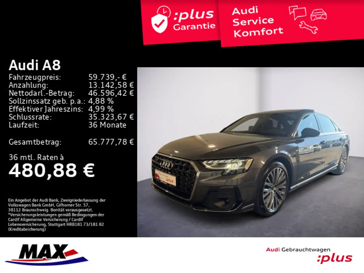 Audi A8 Lang 50 TDI QUATTRO HD MATRIX+PANO+AHK+LUFT+K Grau - 1