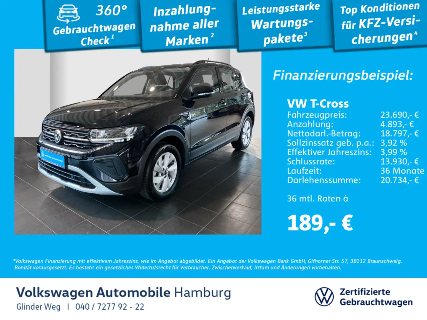Volkswagen T-Cross 1.0 TSI Life Ganzjahresreifen AppConnect Schwarz - 1