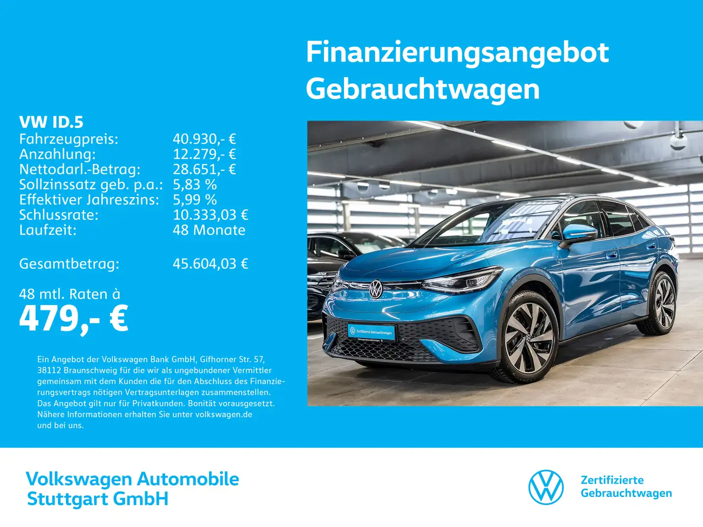 Volkswagen ID.5 Pro Navi AHK Standheizung Kamera Blau - 1