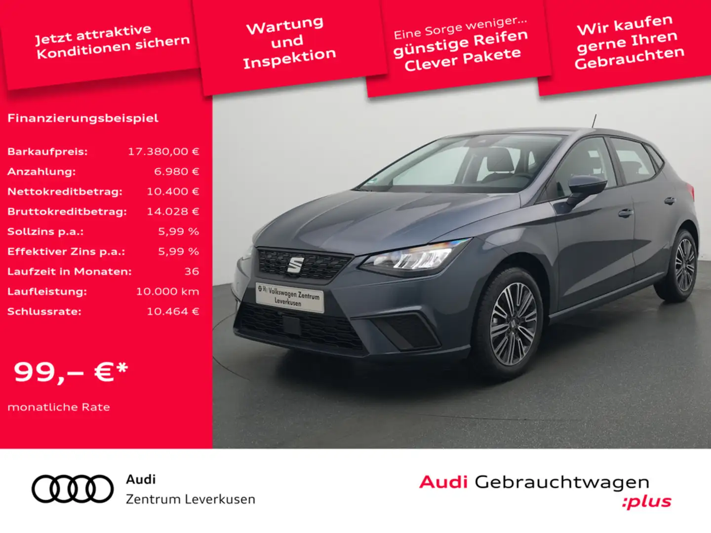 SEAT Ibiza Style SHZ LED PDC CARPLAY PORT NAVI Grau - 1