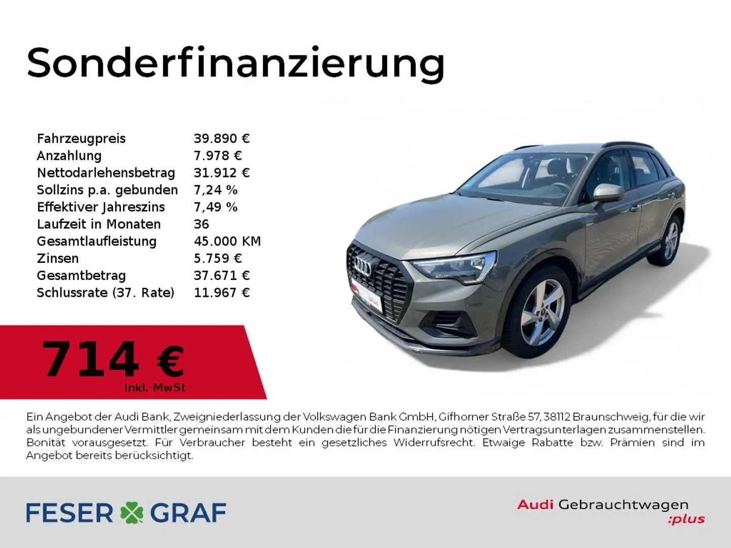 Audi Q3 advanced 35 TFSI S tronic Navi+/Kamera/SHZ/VC/Spor Grau - 1