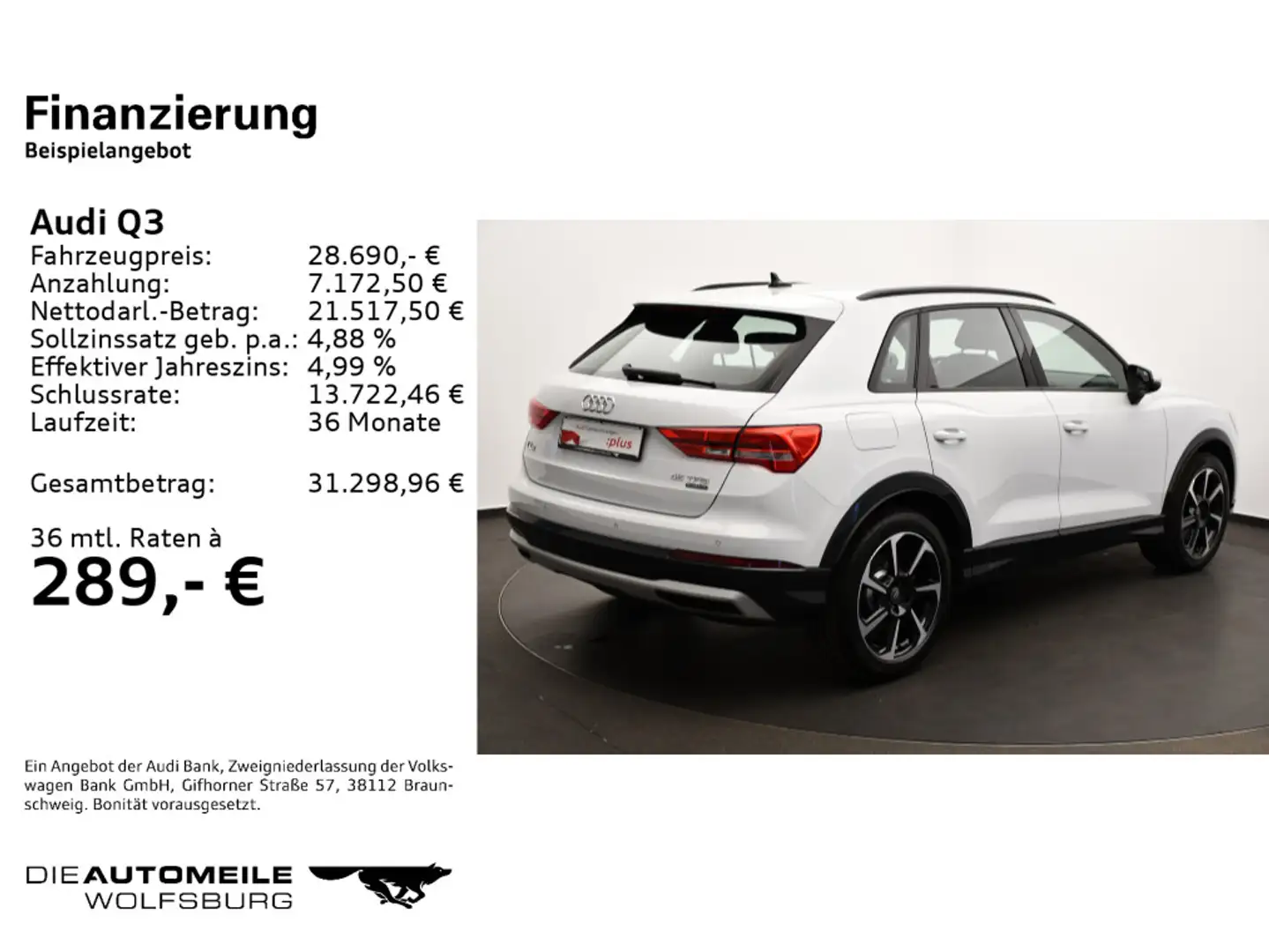 Audi Q3 45 2.0 TFSI quattro S-tronic advanced Soundsy Weiß - 2