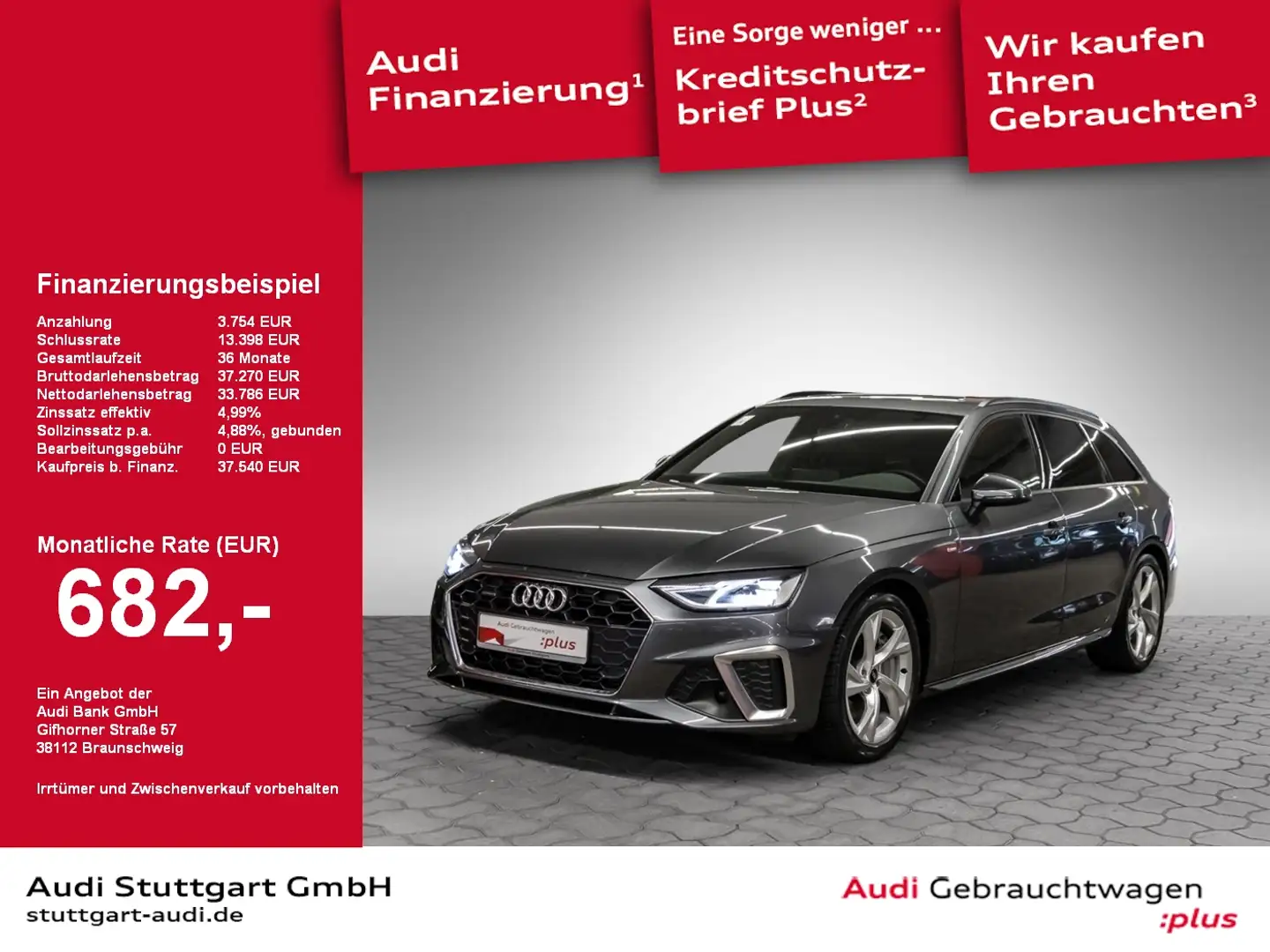 Audi A4 Avant 45 TFSI quattro S line ACC LED Pano B&O Grau - 1