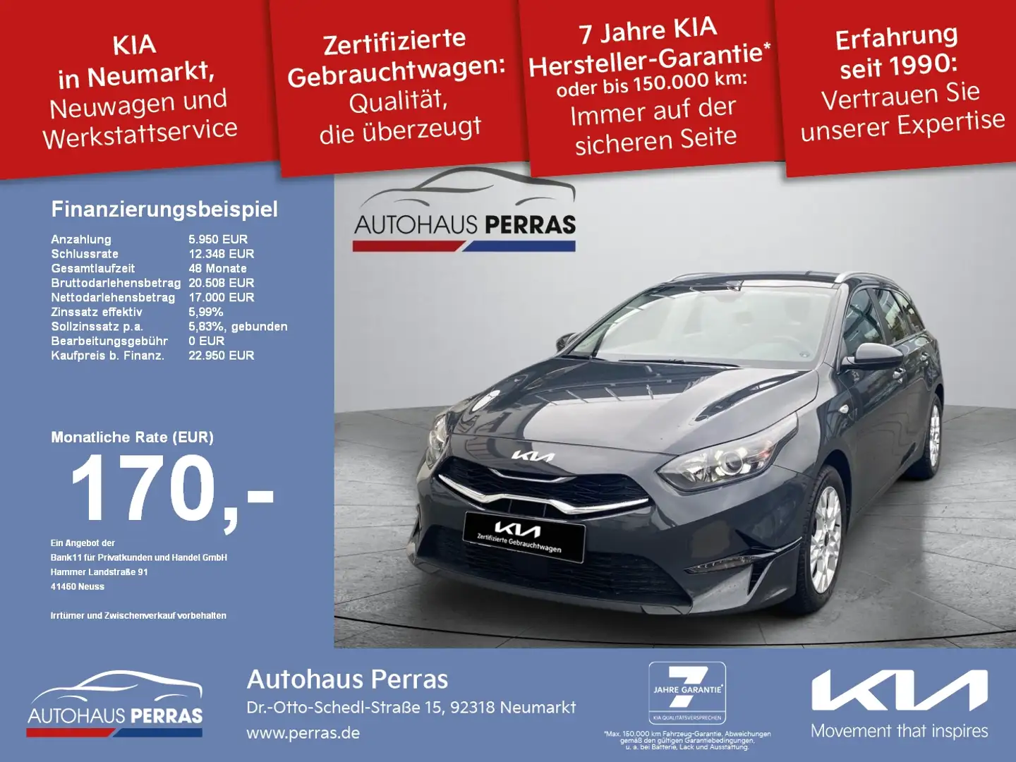 Kia Ceed SW / cee'd SW Ceed SW 1.5 T-GDI DCT7  Vision Navi Komfort+ ACC N Grau - 1
