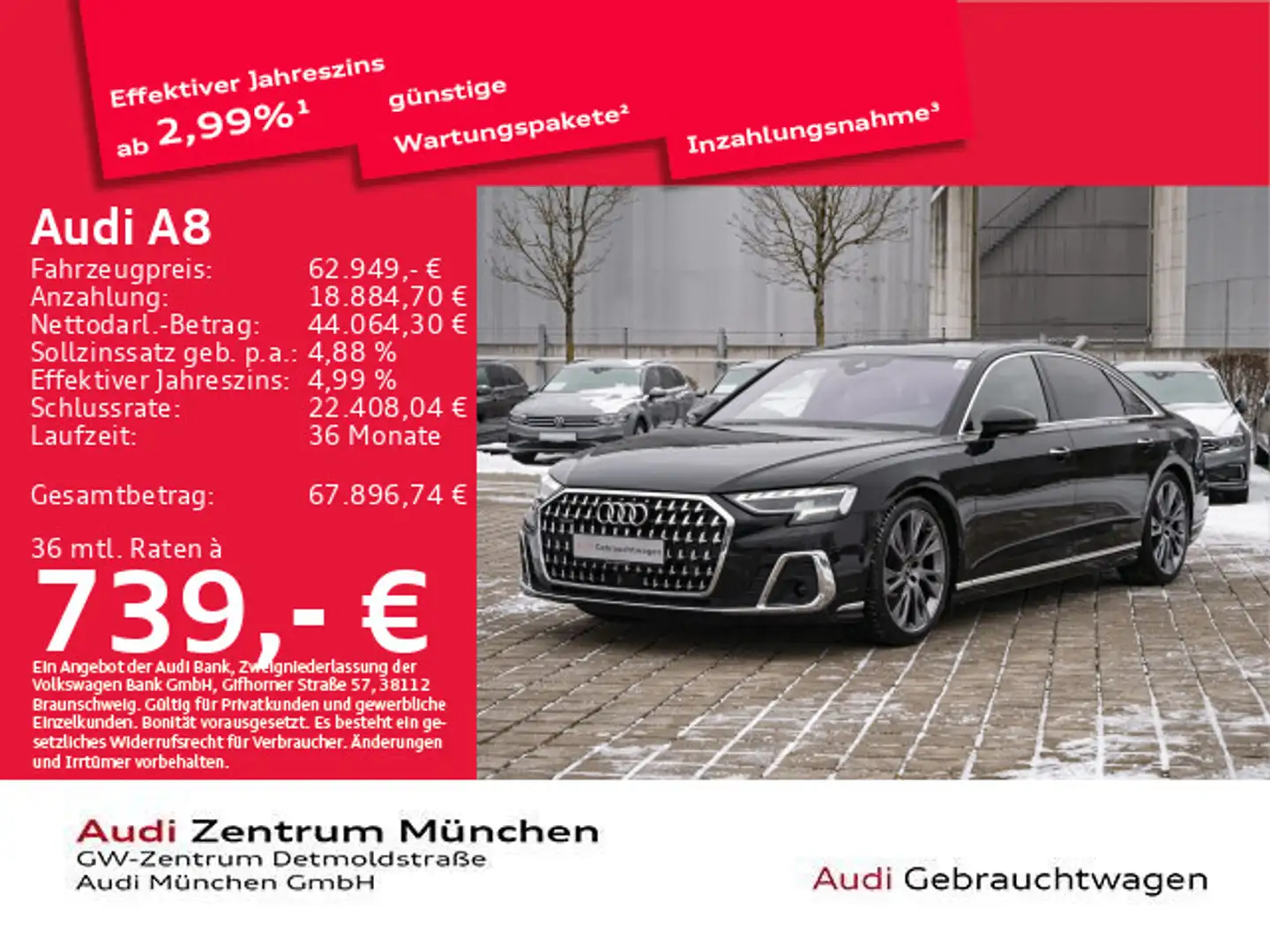 Audi A8 Lang 50 TDI qu. Pano/Allradlenkung/Massage/AH Schwarz - 1