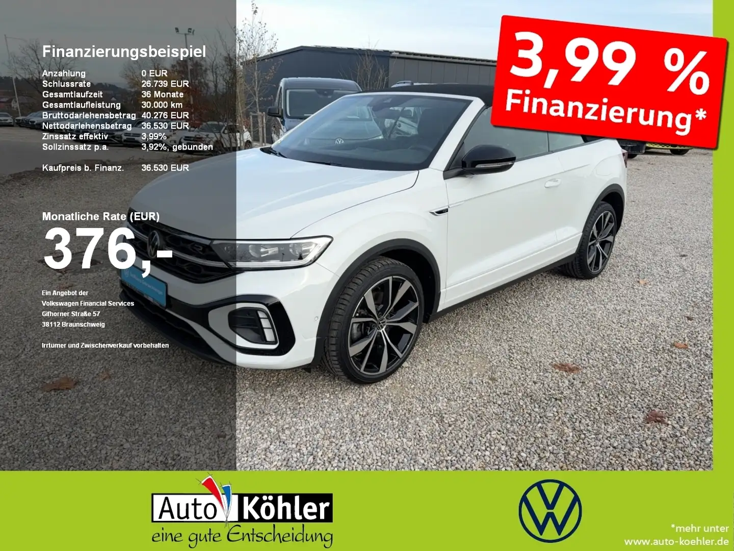 Volkswagen T-Roc Cabriolet R-Line TSi DSG Black+CarPlay+ACC Weiß - 1