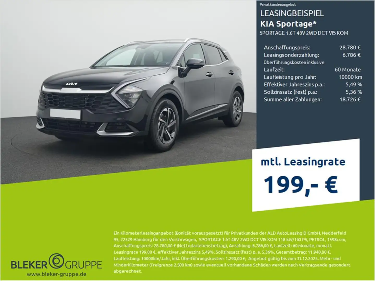 Kia Sportage SPORTAGE 1.6T 48V 2WD DCT VIS KOM Schwarz - 1