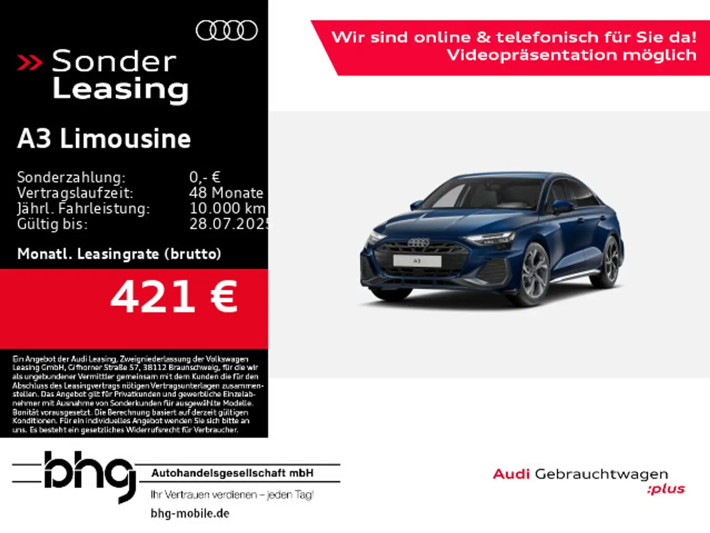 Audi A3 30 TFSI S-tronic S-Line Business Blau - 1