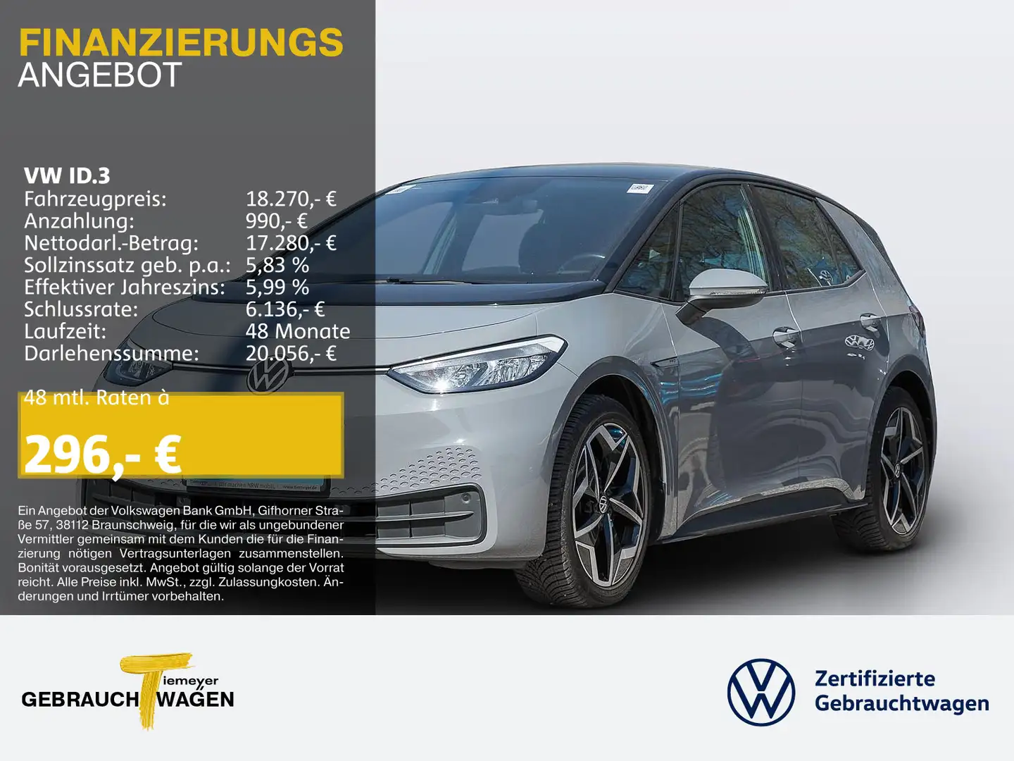 Volkswagen ID.3 PRO PERFORMANCE LED NAVI SITZHZ LM19 Grau - 1