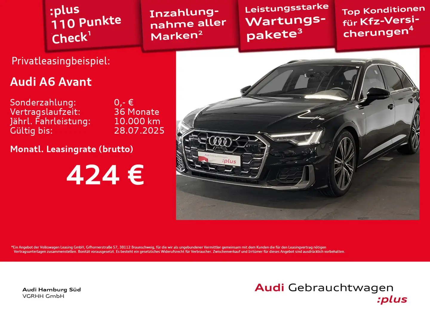 Audi A6 45 TFSI qu S line S tronic PANO/MATRIX Schwarz - 1