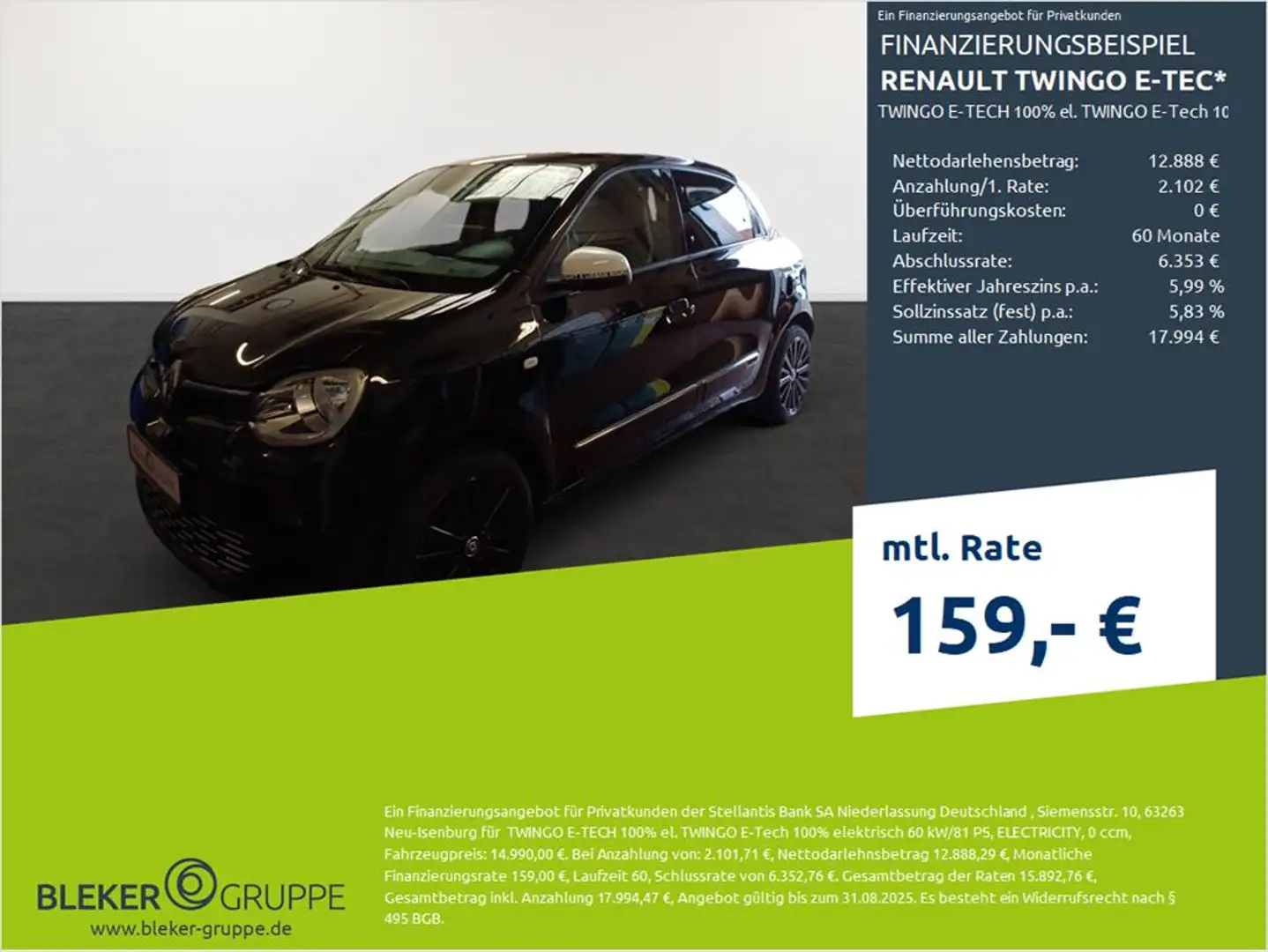 Renault Twingo E-Tech 100% elektrisch Schwarz - 1