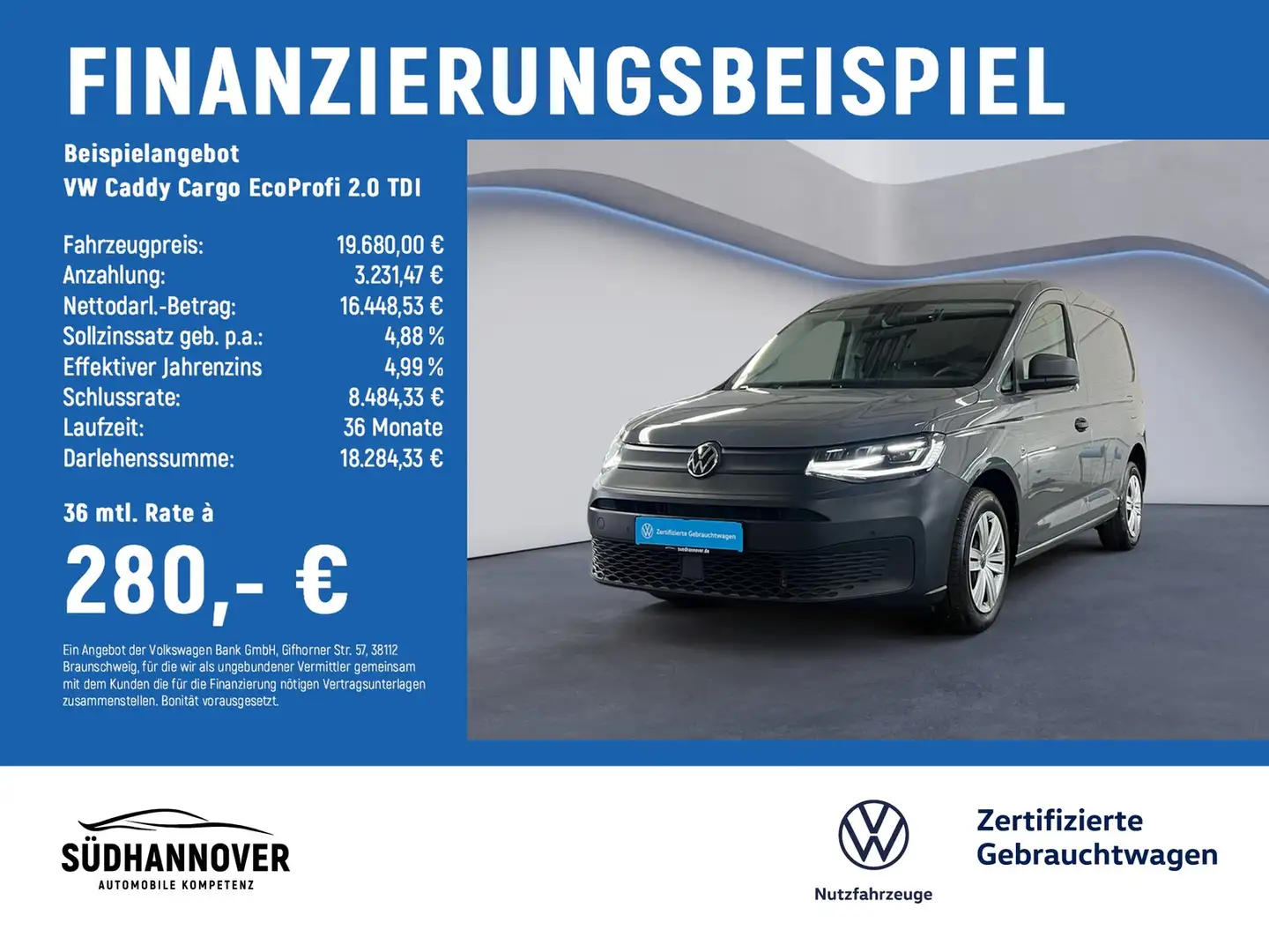 Volkswagen Caddy Cargo EcoProfi 2.0 TDI AHK+LED+RearView Grau - 2