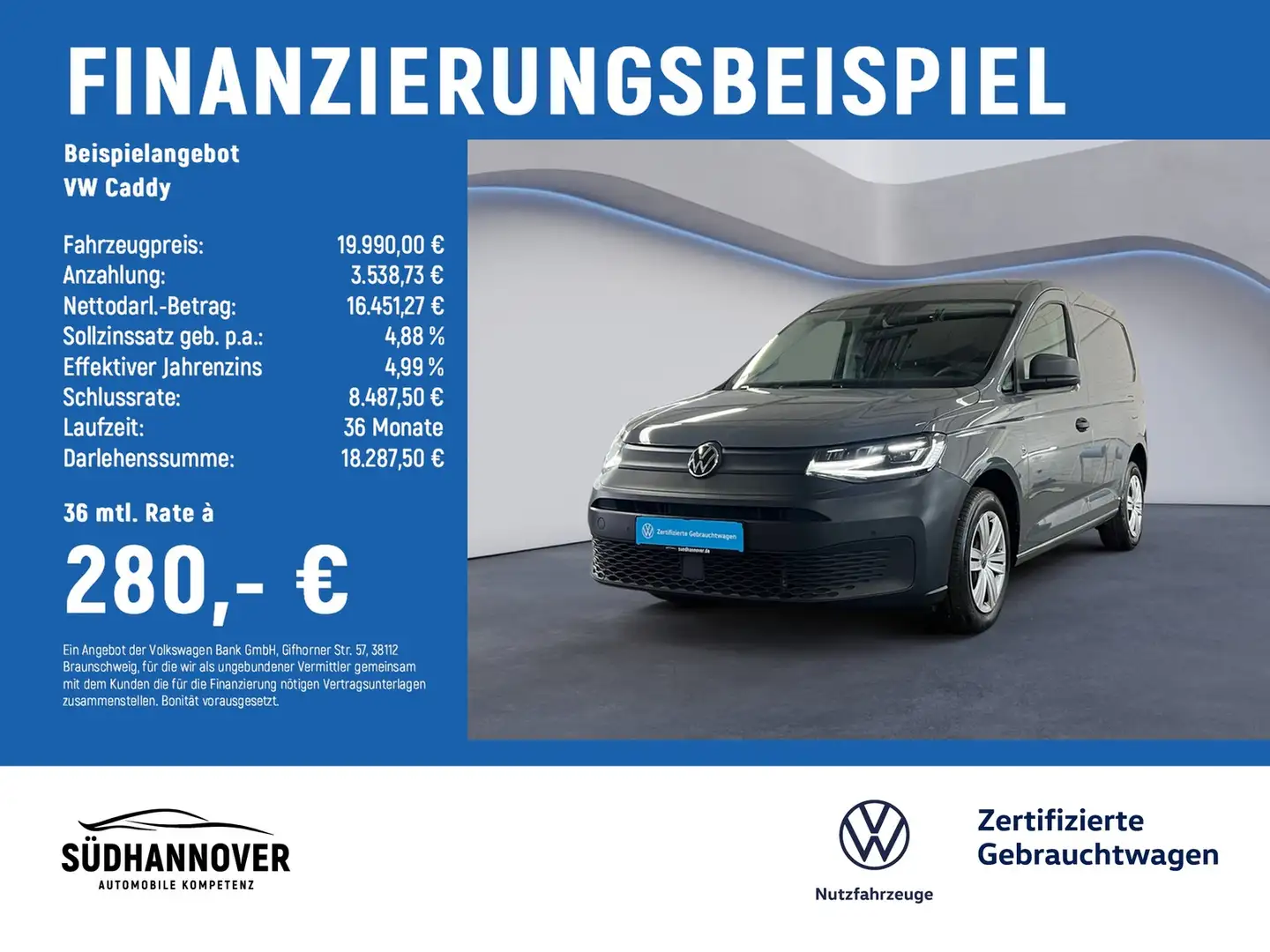 Volkswagen Caddy Cargo EcoProfi 2.0 TDI AHK+LED+SHZ+PDC+GRA Grau - 2