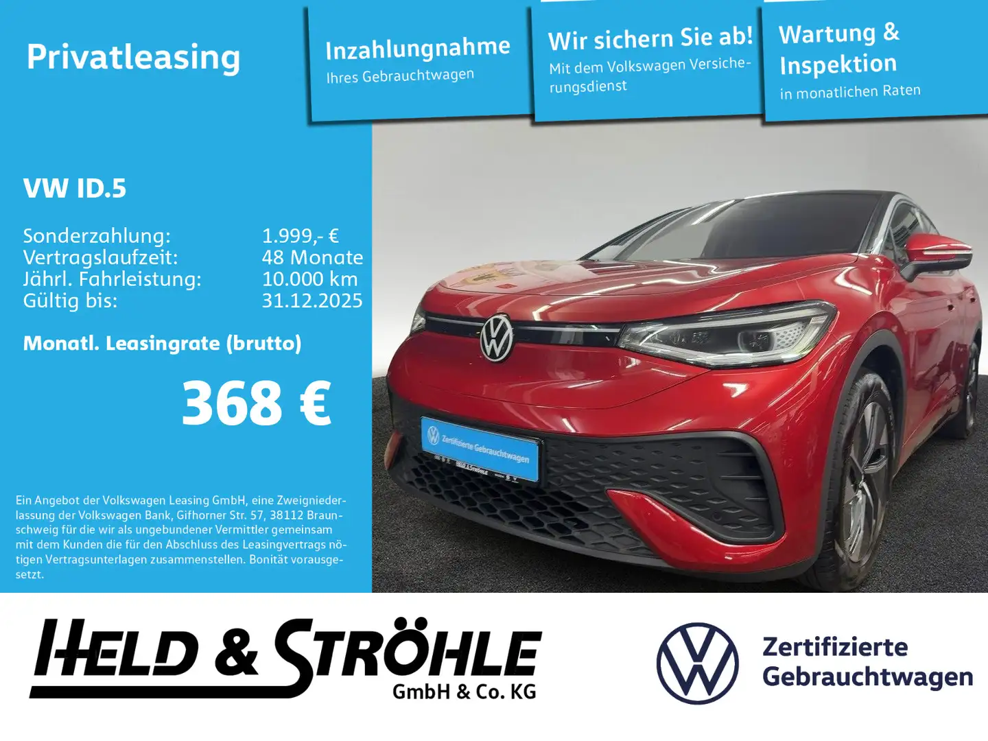 Volkswagen ID.5 Pro AHK MATRIX NAVPRO WÄPU ACC SHZ Rouge - 1