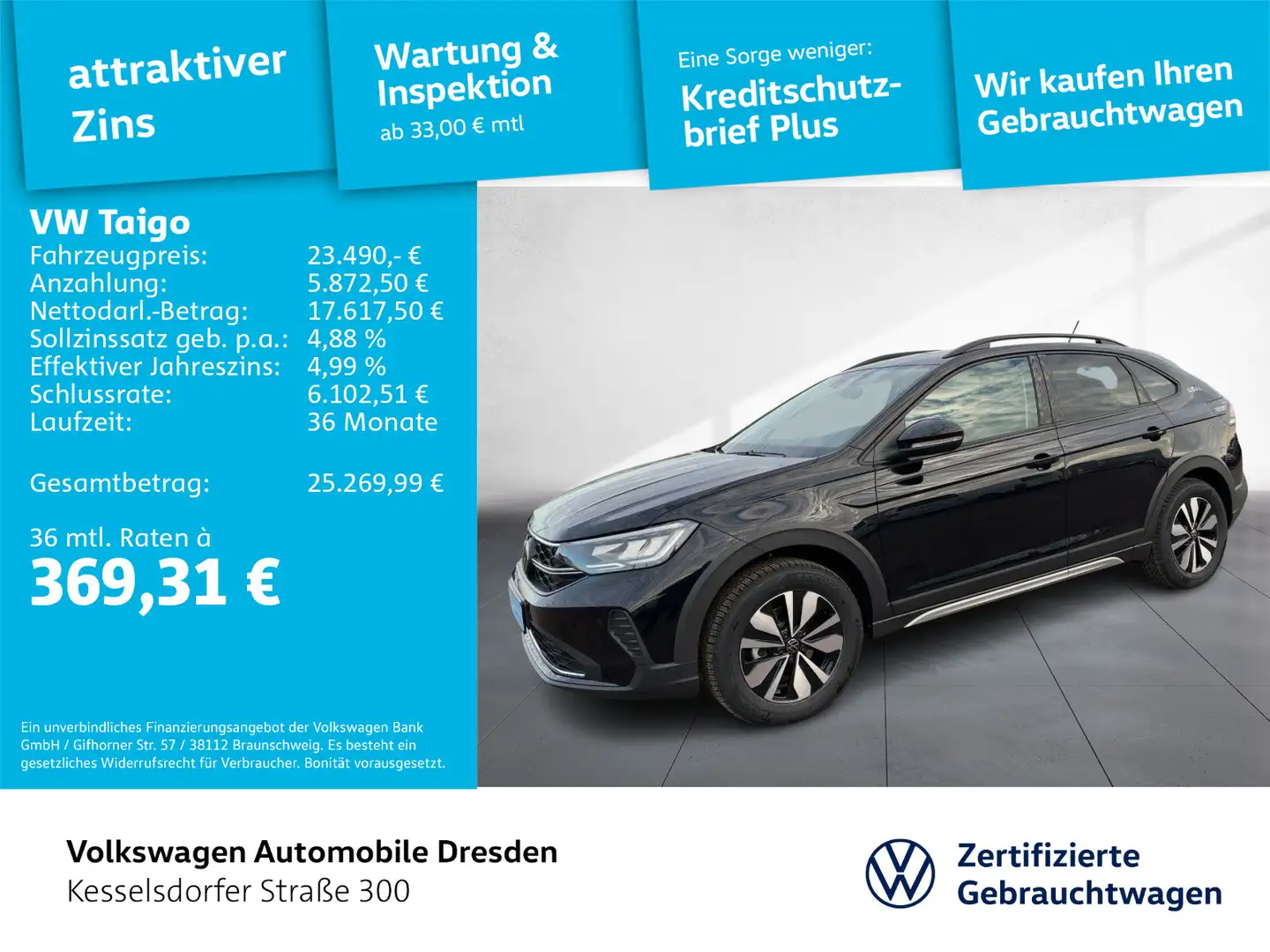 Volkswagen Taigo Life 1.0 TSI OPF 5-Gang Schwarz - 1