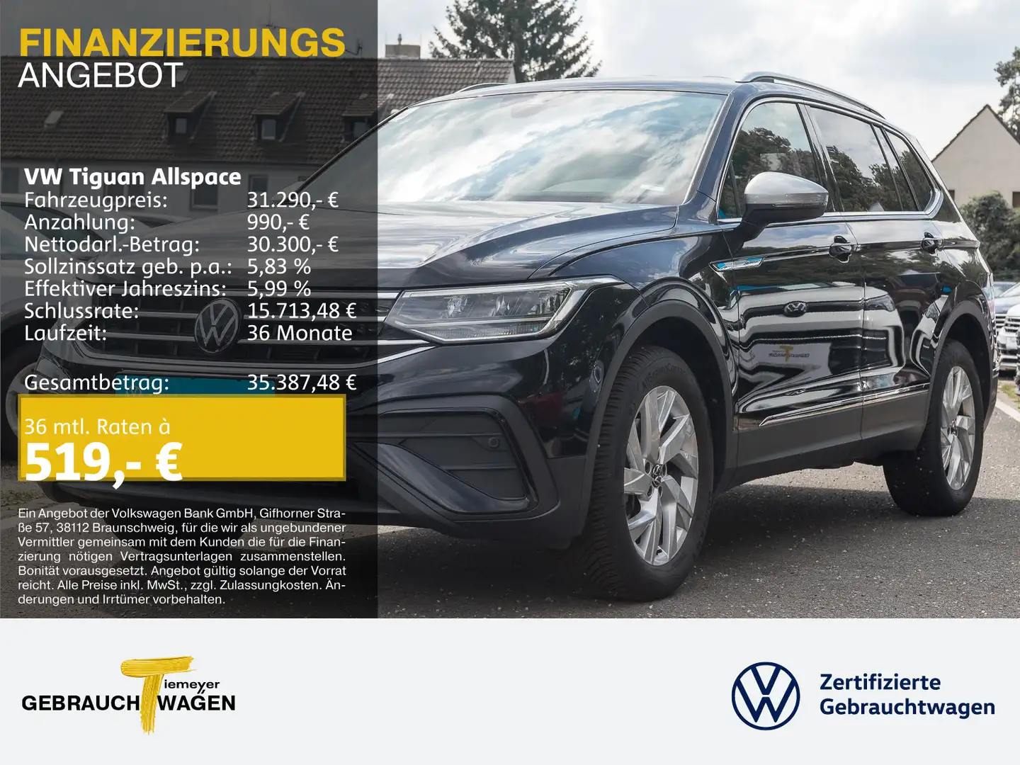 Volkswagen Tiguan Allspace 1.5 TSI DSG LIFE 7-SITZE NAVI AH Schwarz - 1