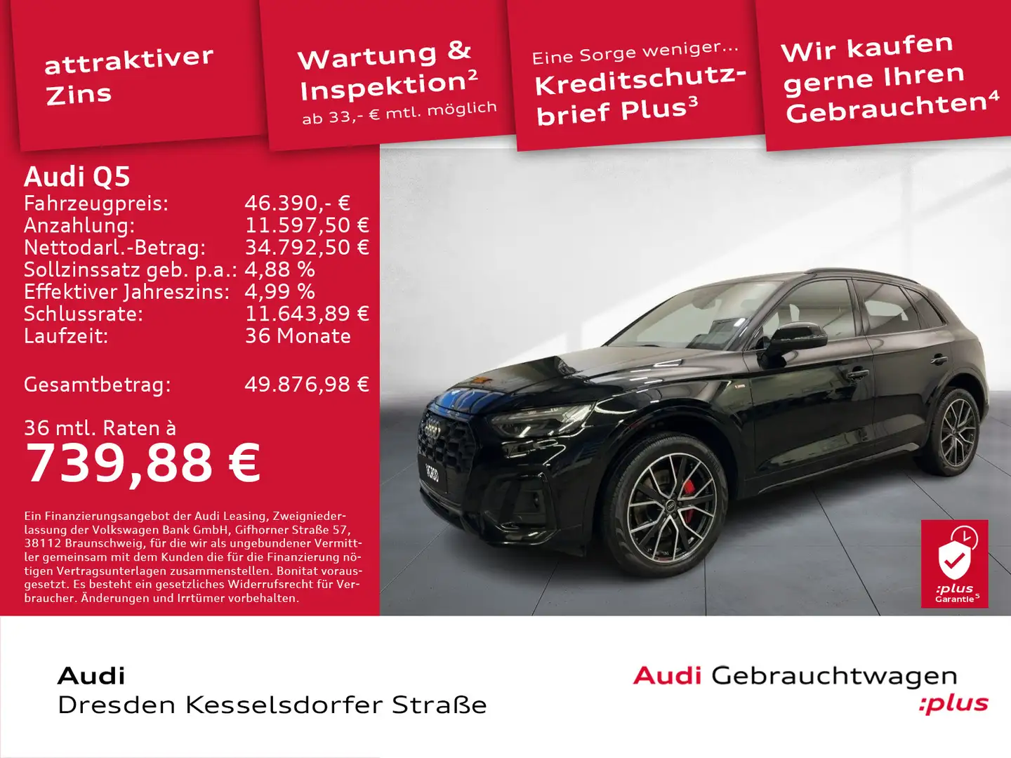 Audi Q5 50 TDI Q. S-Line AHZV Kamera Pano LED Navi Schwarz - 1