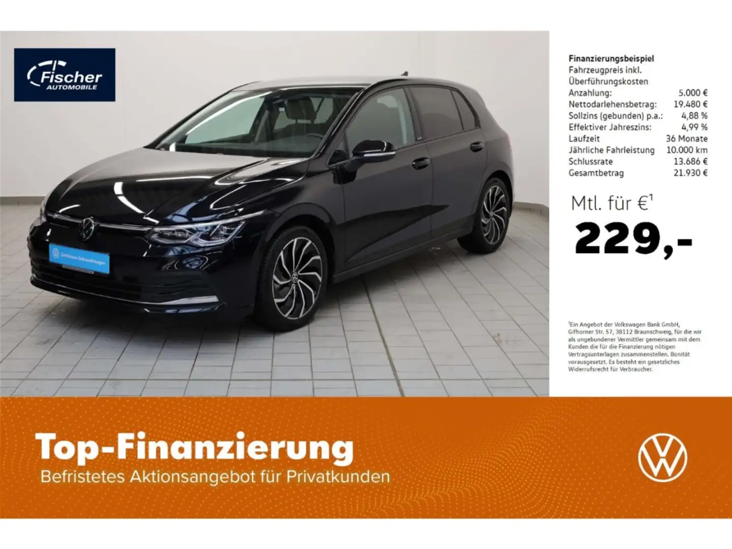 Volkswagen Golf 1.5 TSI OPF Active Schwarz - 1