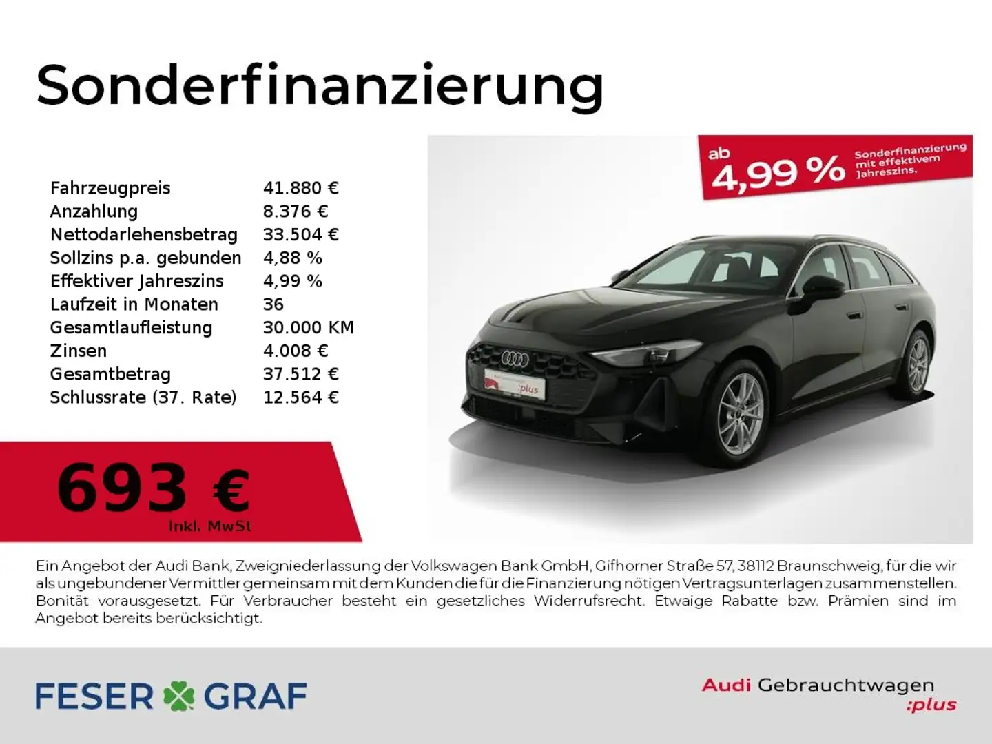 Audi A5 Avant (4) TFSI S tronic Vir. Cockpit/Navi/Kamera Schwarz - 1