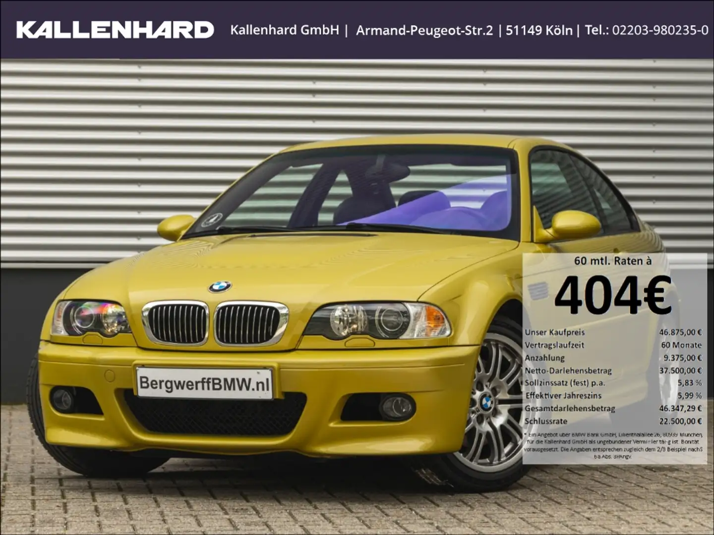 BMW M3 Coupe-SMG-Lagerschalen -Erstlack Gelb - 1
