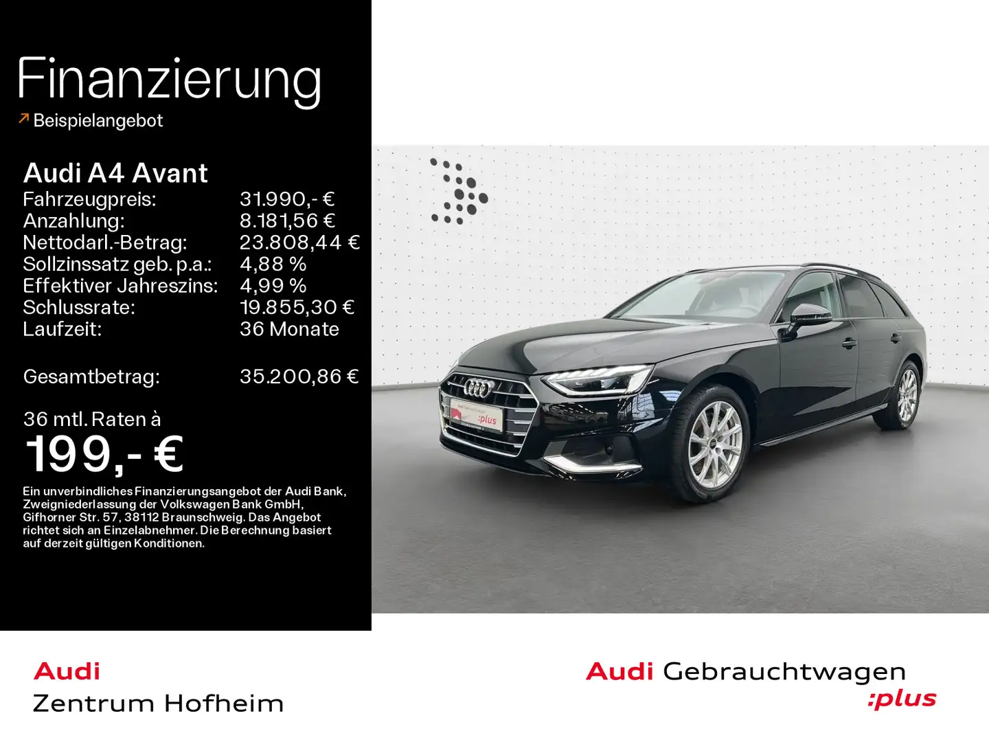Audi A4 40 TDI Advanced S tro*LED*Virtual*Navi+ Schwarz - 1