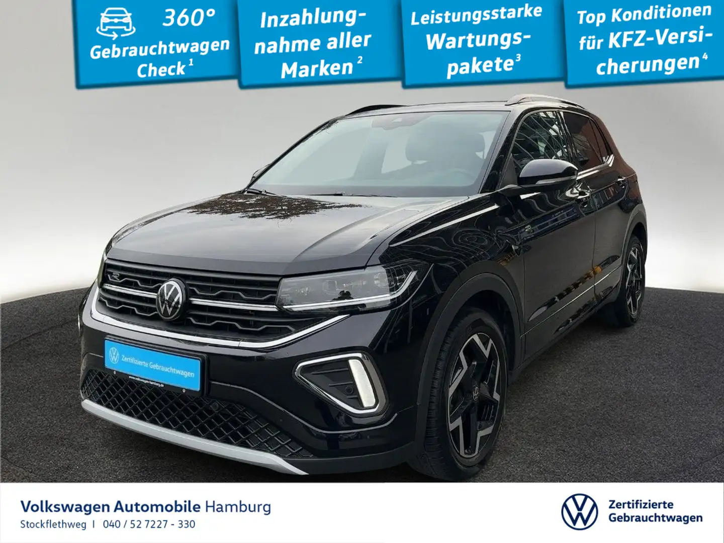 Volkswagen T-Cross 1.5 TSI R-Line DSG AHK Navi Kamera ACC Schwarz - 1