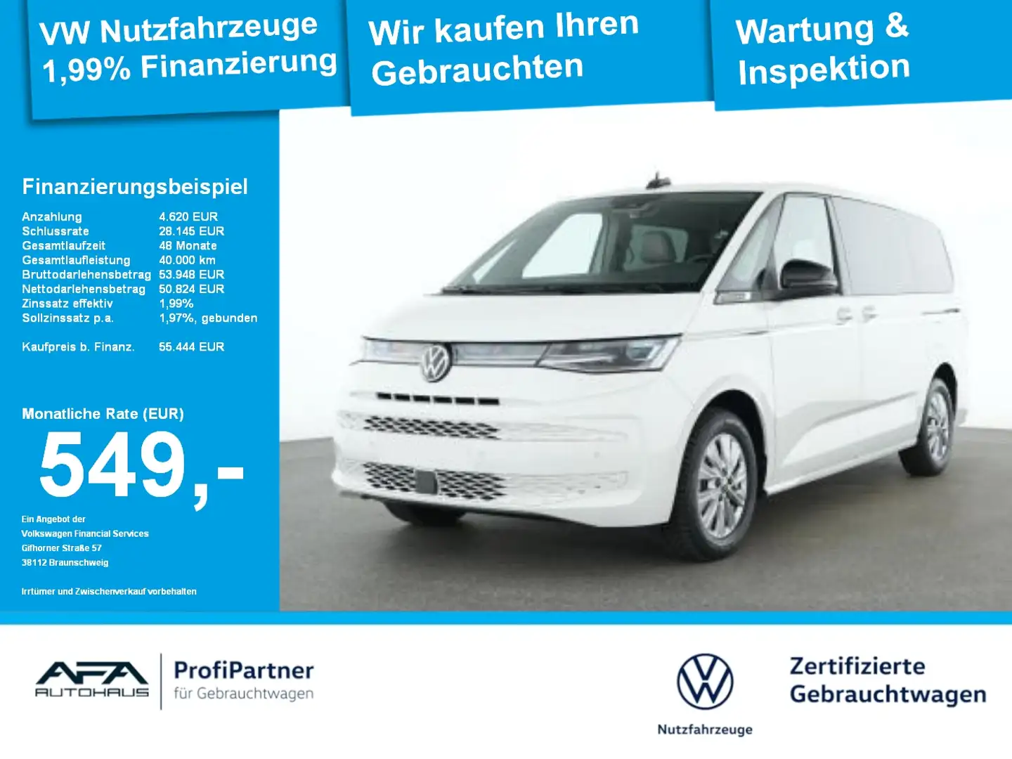 Volkswagen T7 Multivan 1.4 TSI eHybrid lang DSG AHK*StHz*LED Weiß - 1