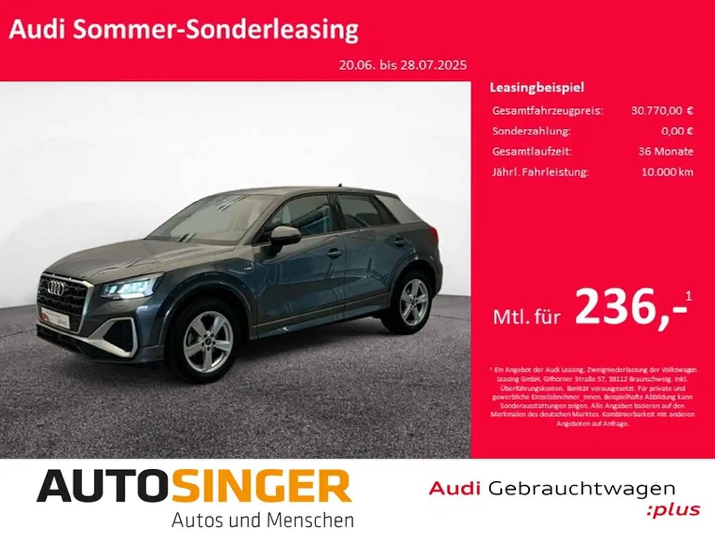 Audi Q2 35 TFSI S line *NAVI*LED*ACC*VIRTUAL*SHZ*PDC* Grau - 1